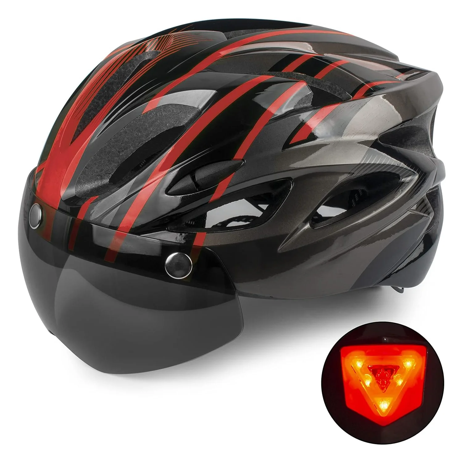 Vista laterale del Casco Bici Shinmax con Luce LED e Visiera Magnetica Staccabile