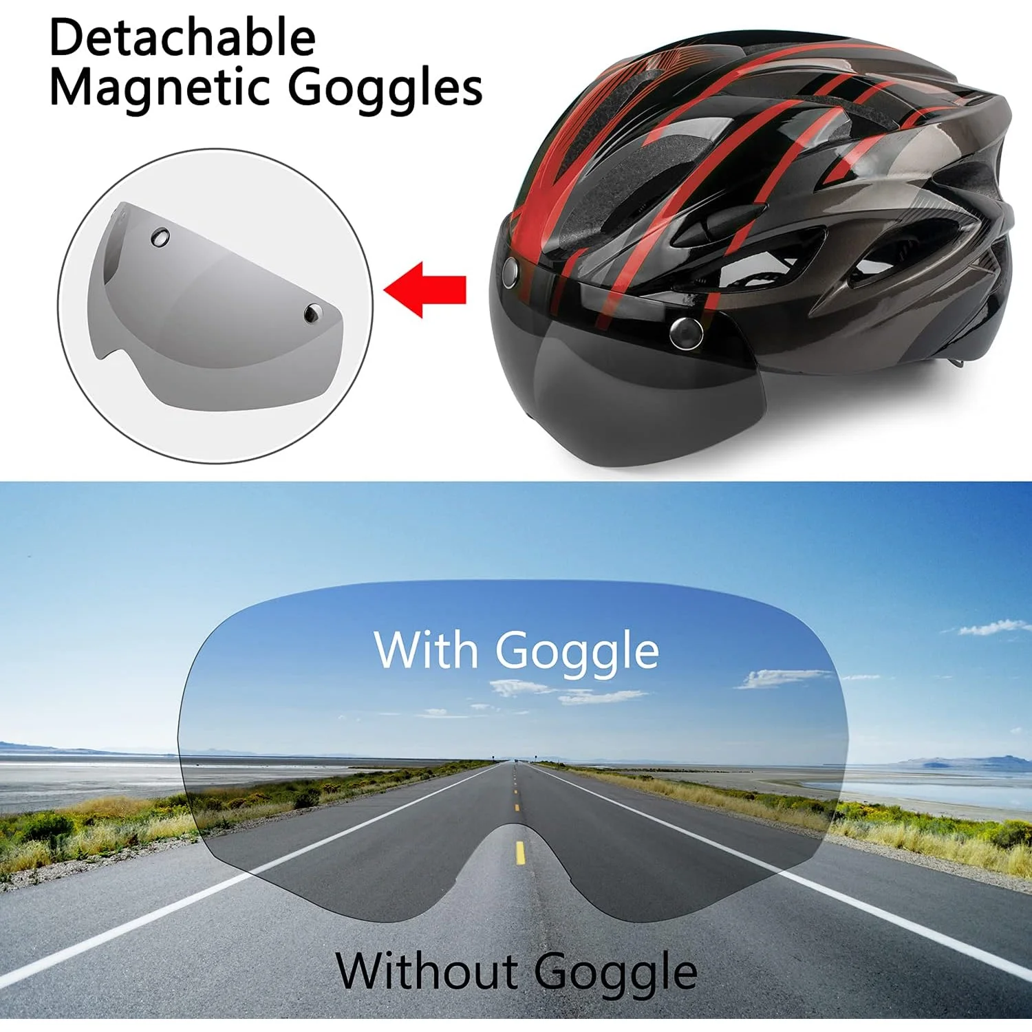 Dettaglio della visiera opzionale del Casco Bici Shinmax con Luce LED e Visiera Magnetica Staccabile