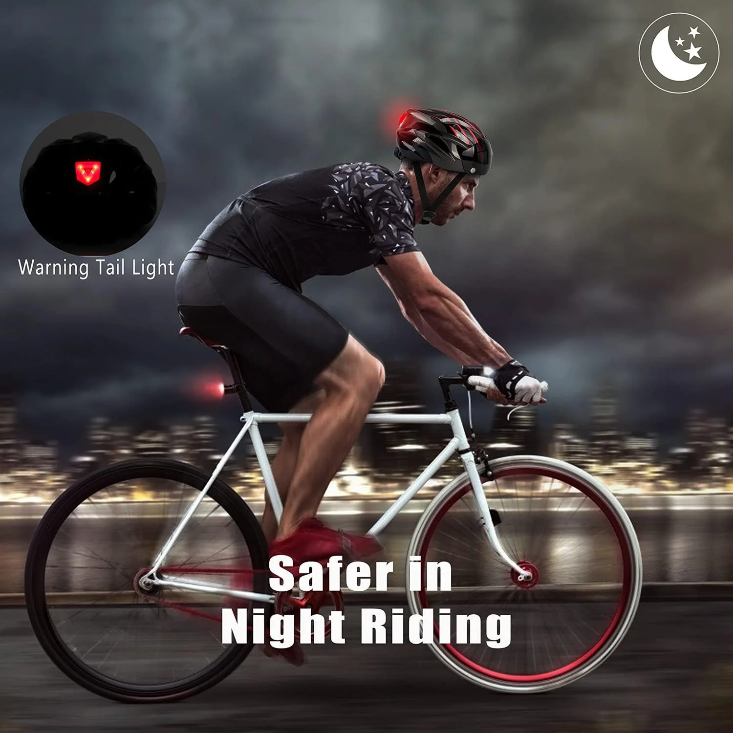 Dettaglio del Casco Bici Shinmax con Luce LED e Visiera Magnetica Staccabile indossato
