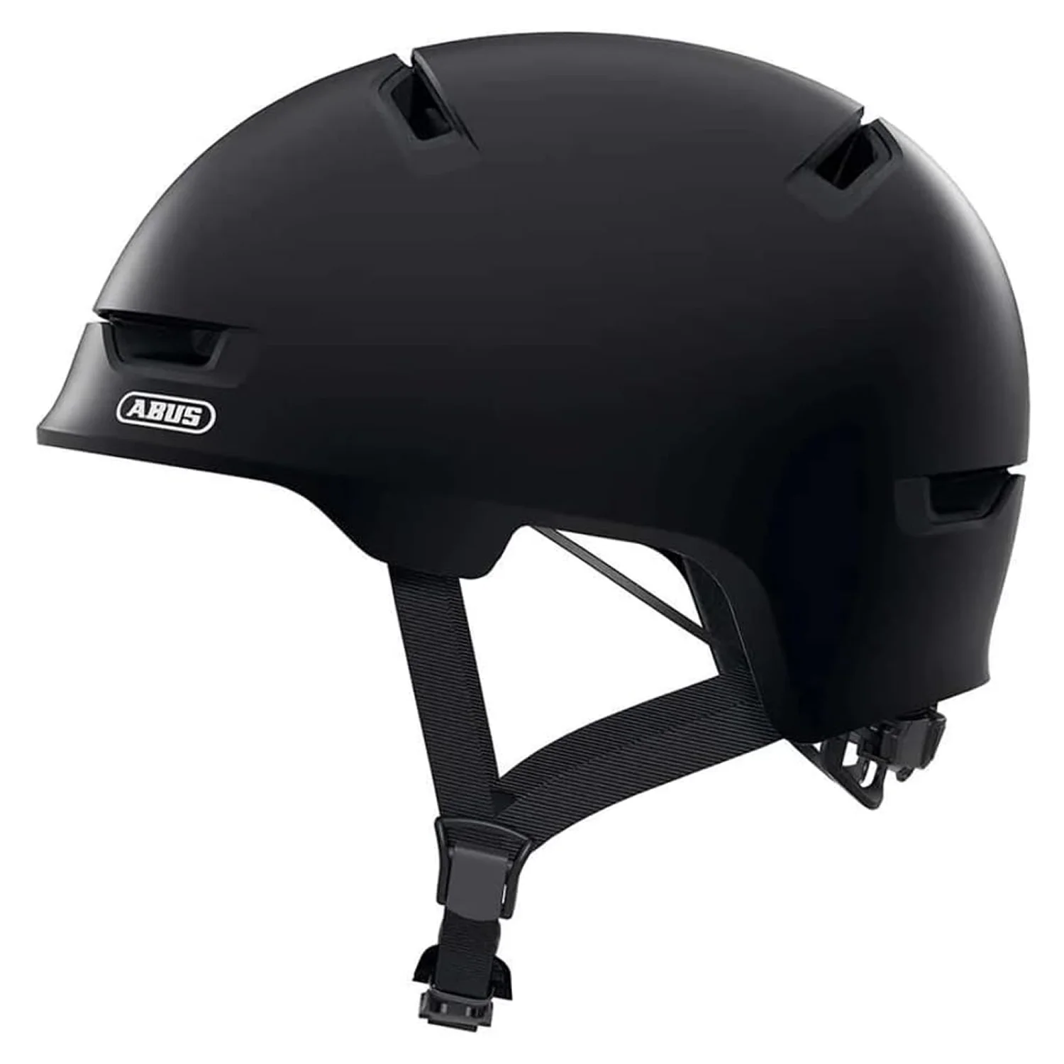 Vista laterale del Casco Bici ABUS Robusto da Città colore nero
