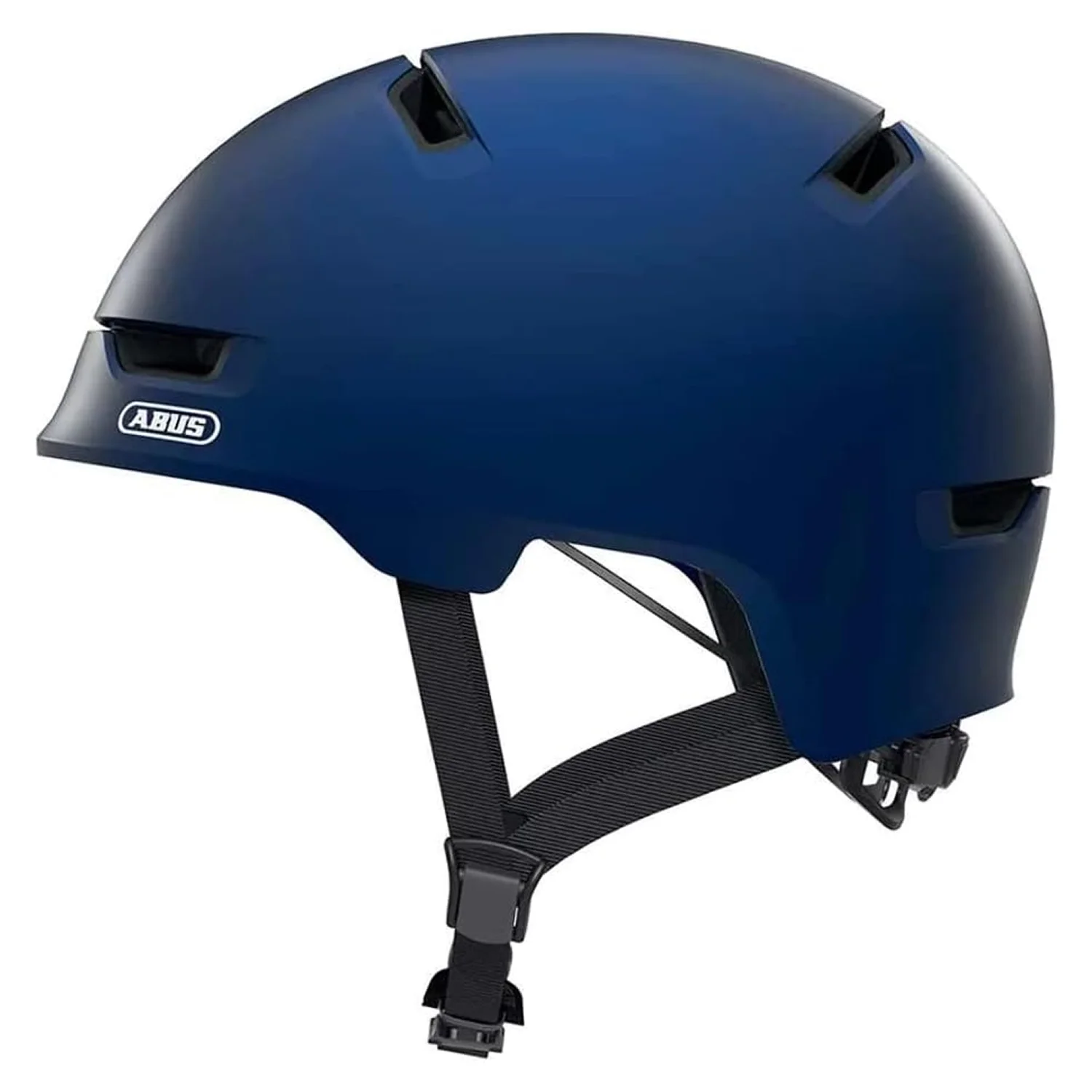 Vista laterale del Casco Bici ABUS Robusto da Città colore blu