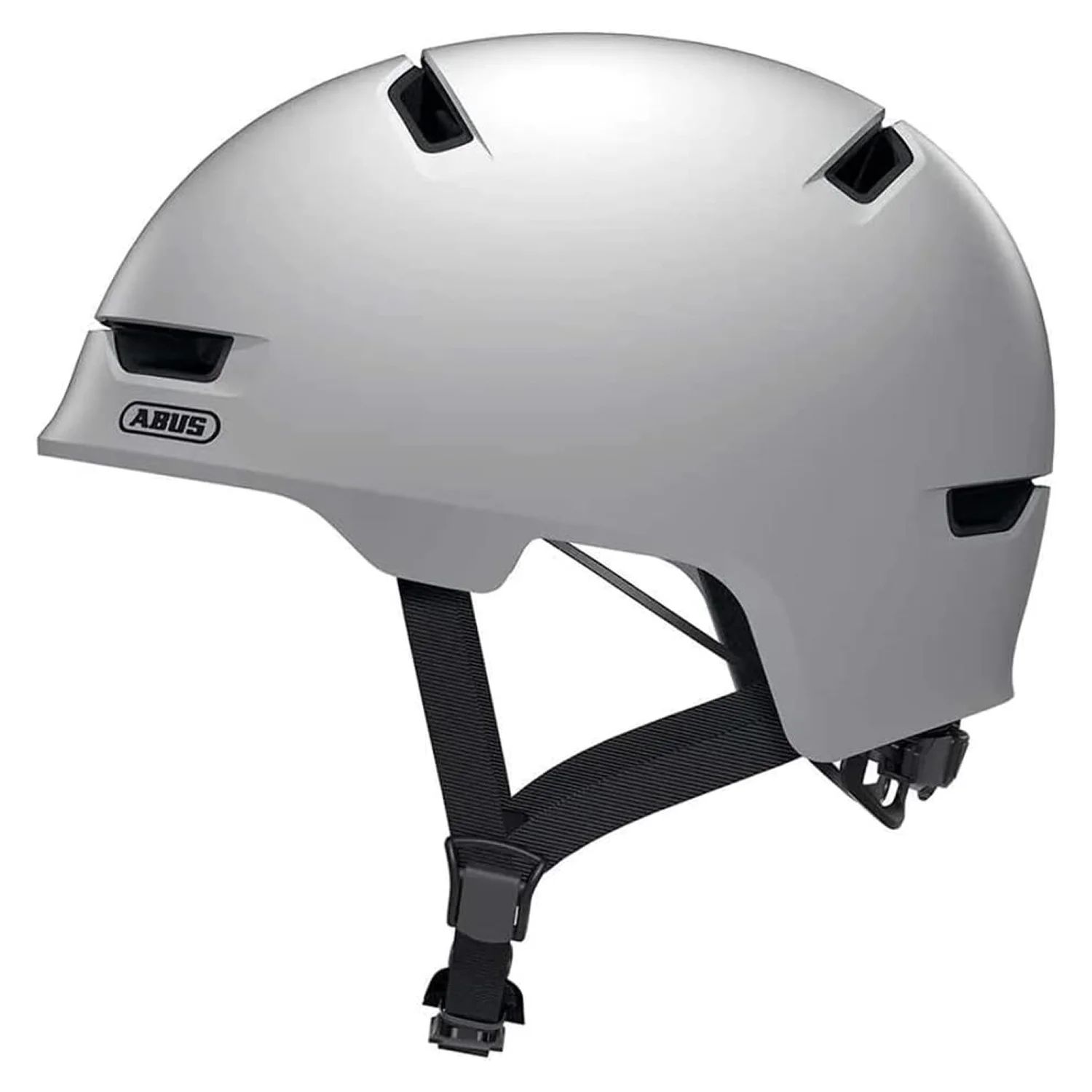 Vista laterale del Casco Bici ABUS Robusto da Città colore bianco