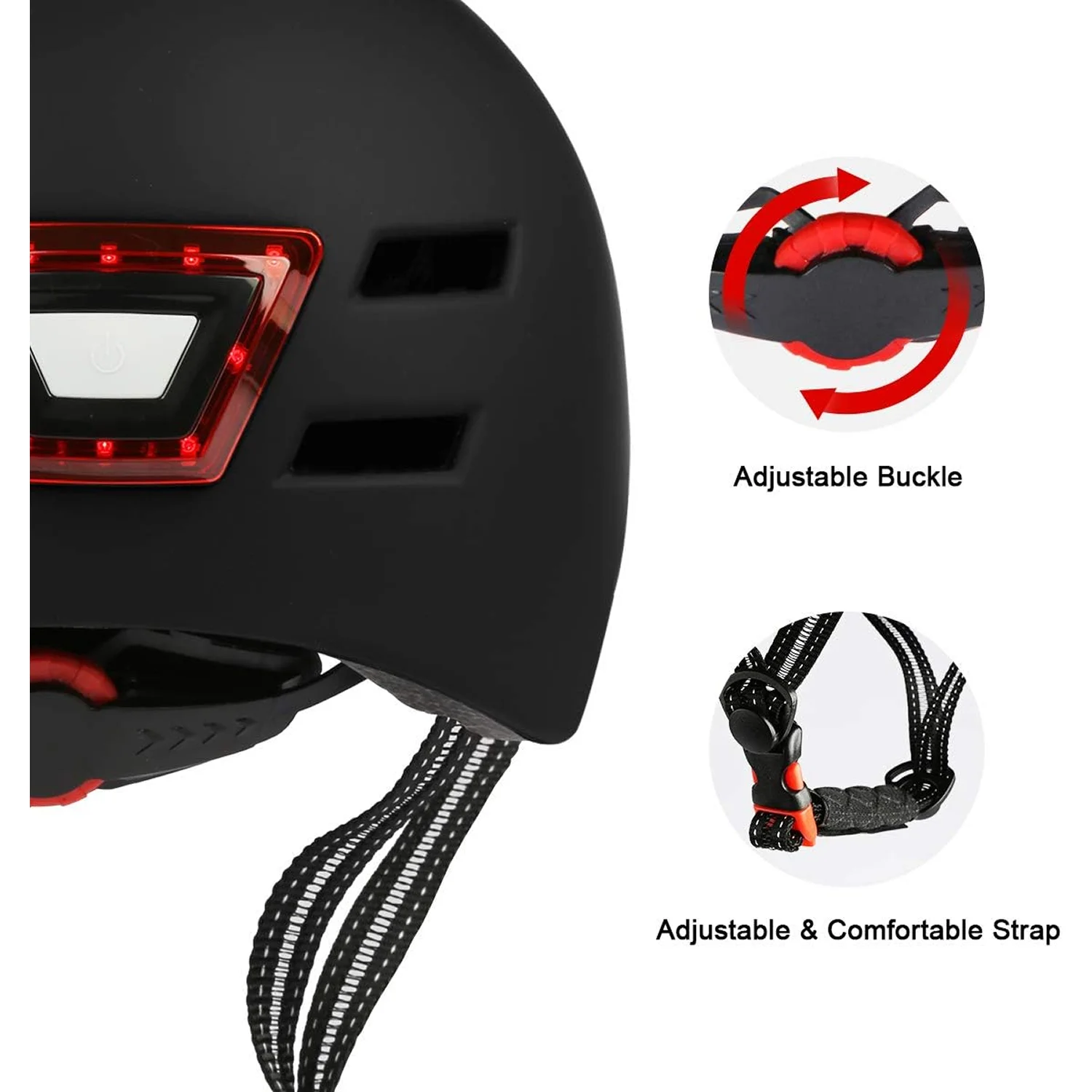 Dettaglio di chiusura del Casco Bici SelfLove con LED integrato anteriore e posteriore