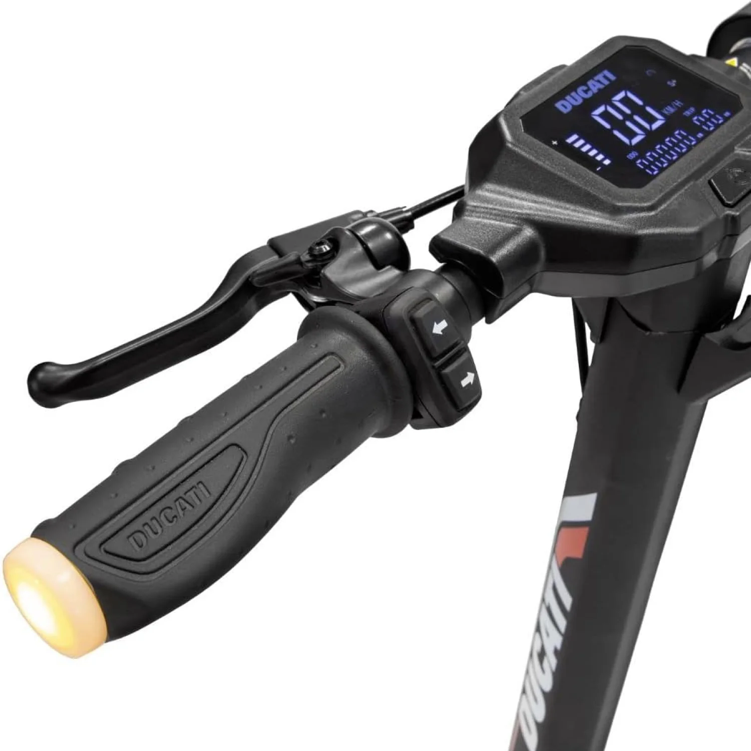 Dettaglio del manubrio con display del Monopattino Elettrico Ducati Pro II Plus