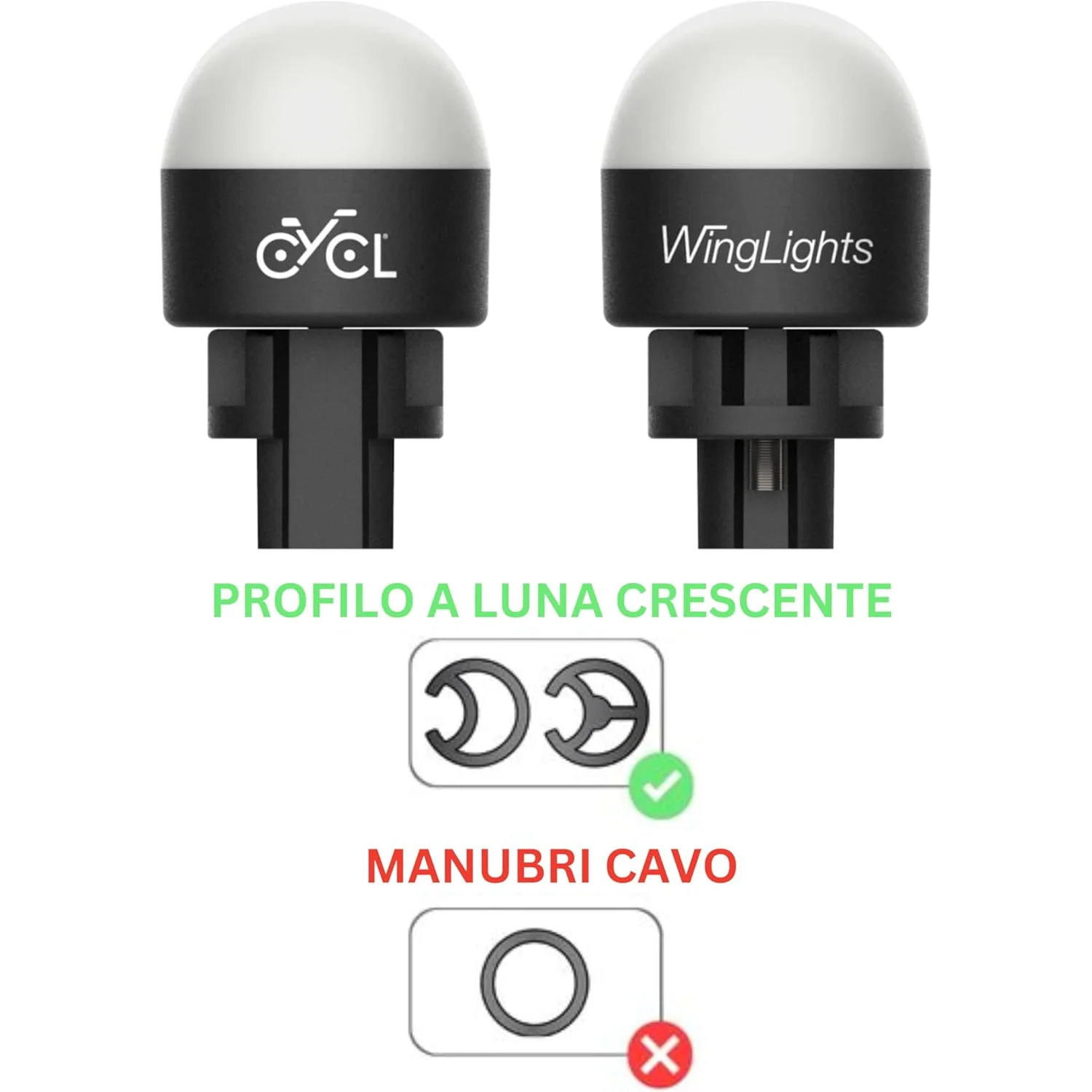 Tipologie di manubri con le quali sono compatibili le Frecce Monopattino CYCL WingLights Pop