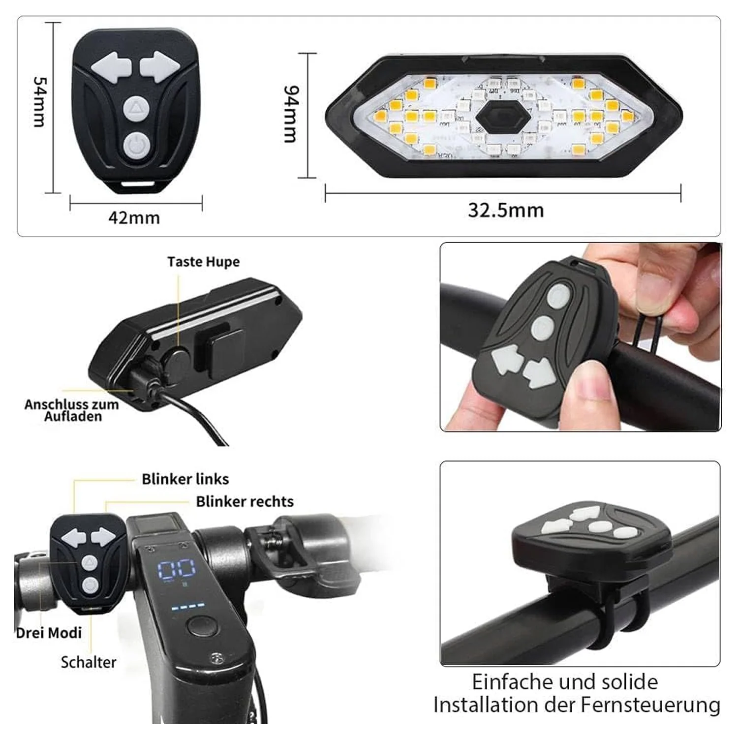 Dimensioni delle frecce posteriori a LED con piedistallo FXINRUIA