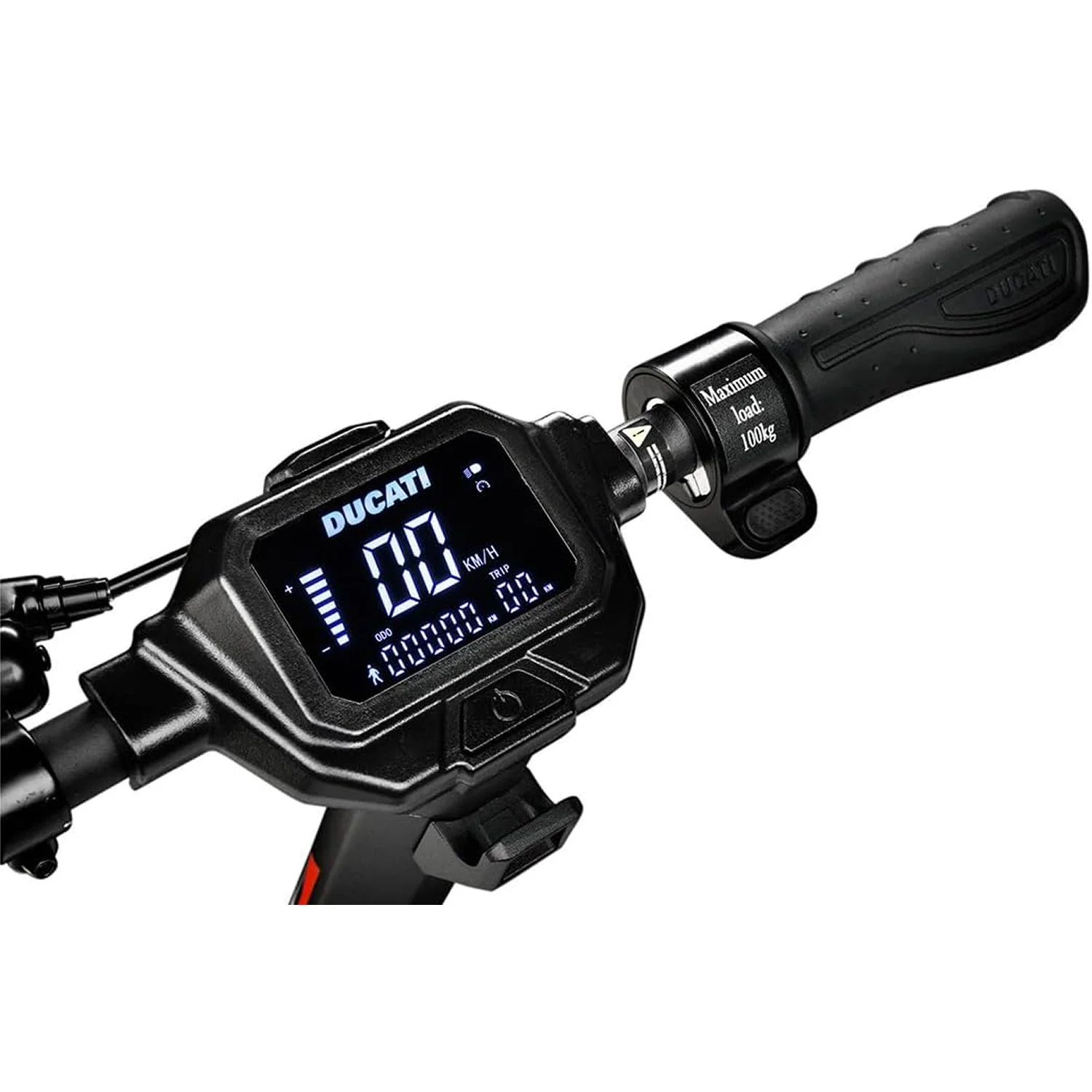 Dettaglio del manubrio con display del monopattino elettrico DUCATI II Evo Advanced Safety